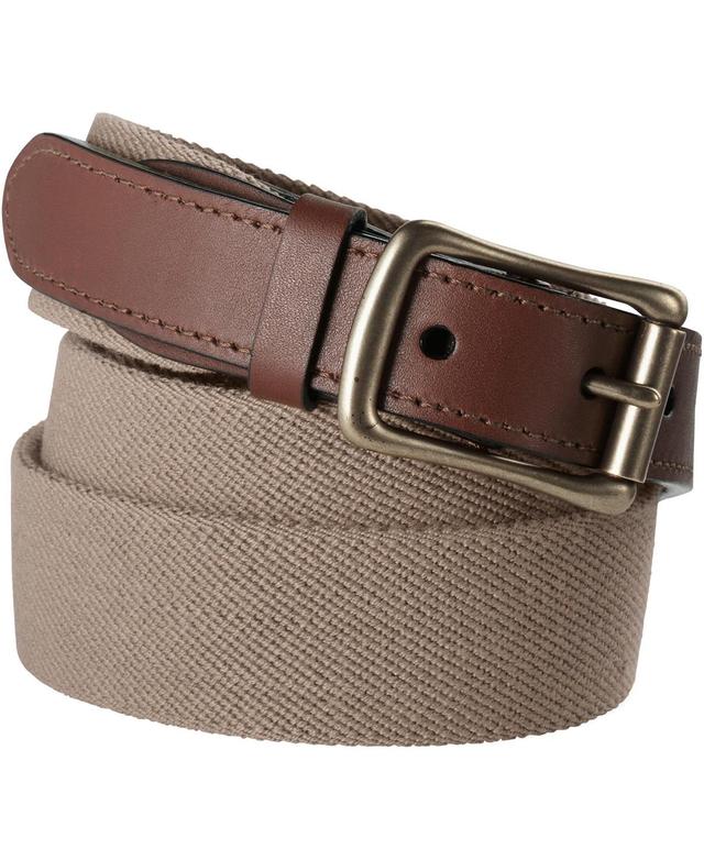 Big & Tall Lands End Elastic Surcingle Leather Trim Belt Green Moss Product Image