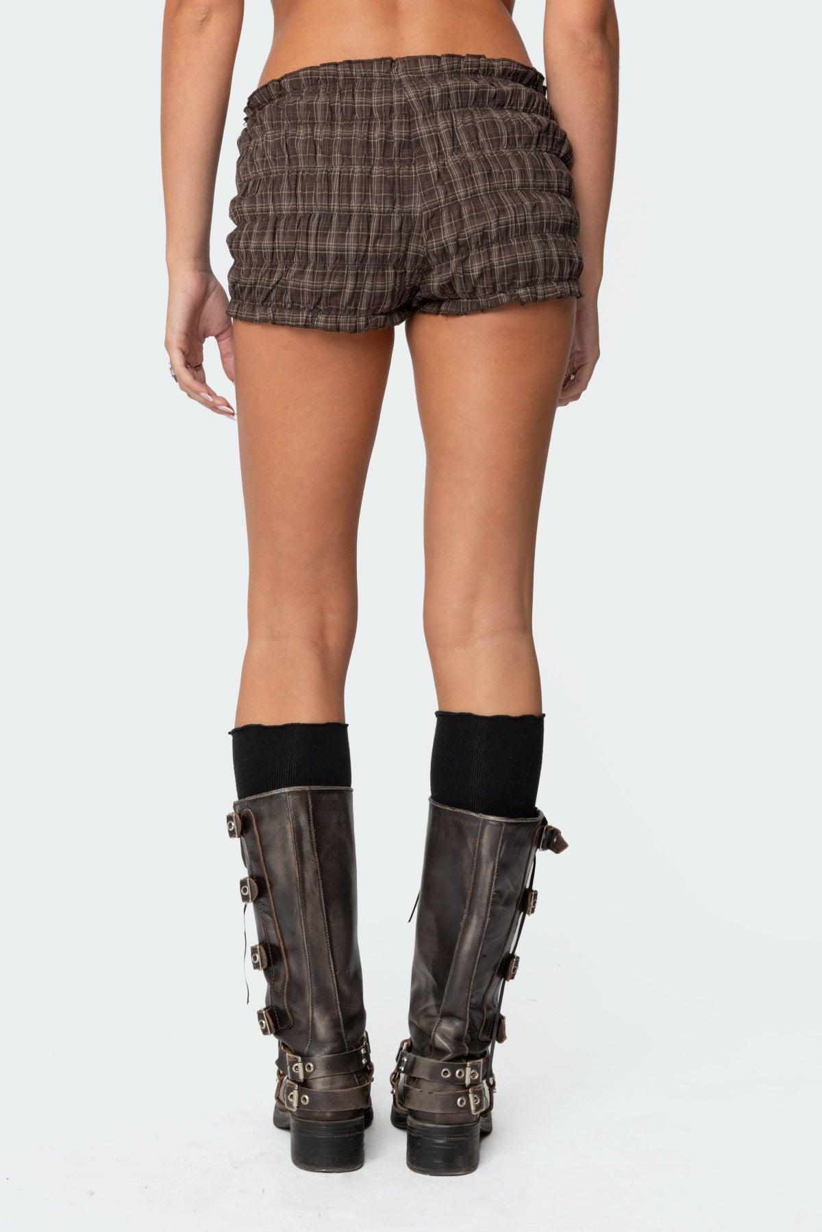 Plaid Scrunch Shorts Product Image