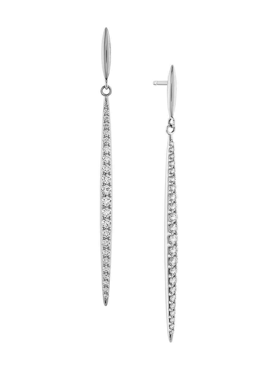 Womens 18K White Gold & 0.82-0.92 TCW Diamond Stiletto Drop Earrings Product Image