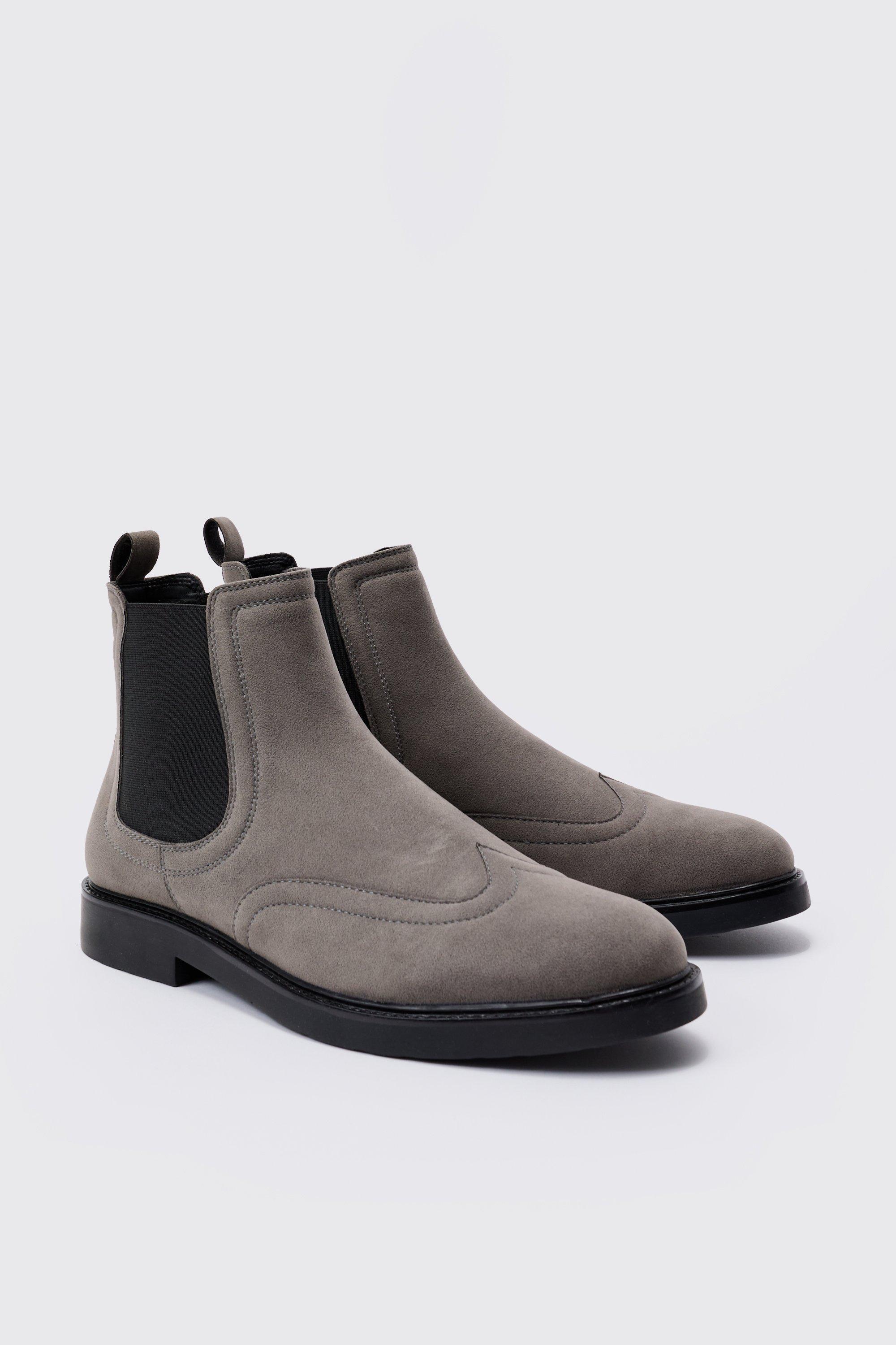 Mens Grey Faux Suede Chelsea Boots, Grey product image