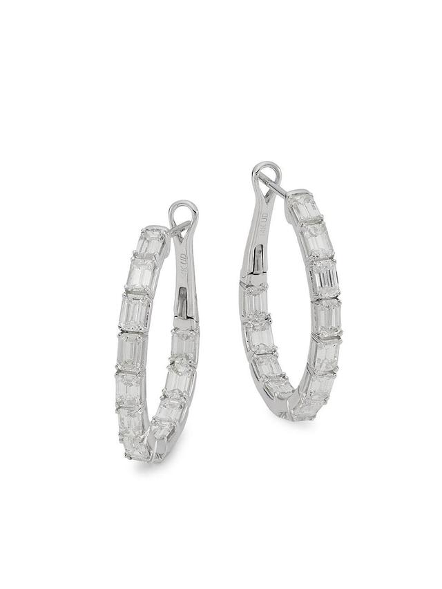 Womens 14K White Gold & 4 TCW Diamond Inside-Out Hoop Earrings Product Image