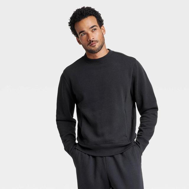 Mens Cotton Fleece Crewneck Sweatshirt - All In Motion Black Wash Product Image