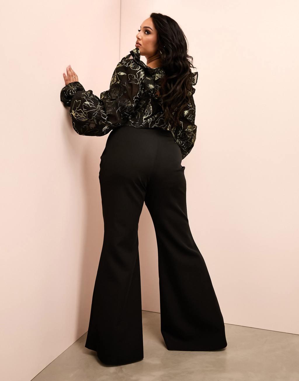 ASOS LUXE Curve sexy flare pants in black Product Image