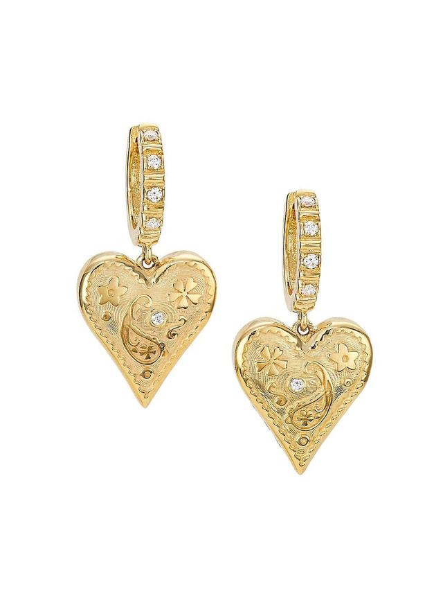 Womens Desert Rising Southwestern Heart 14K Yellow Gold & 0.1 TCW Diamond Small Drop Earrings Product Image