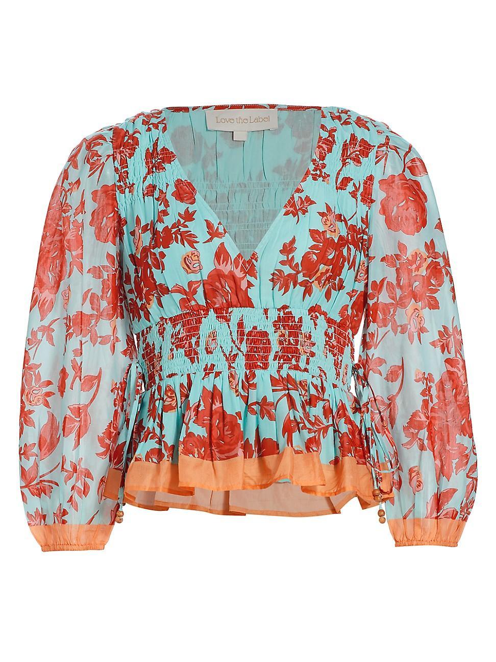 Womens Elle Floral Peplum Blouse Product Image