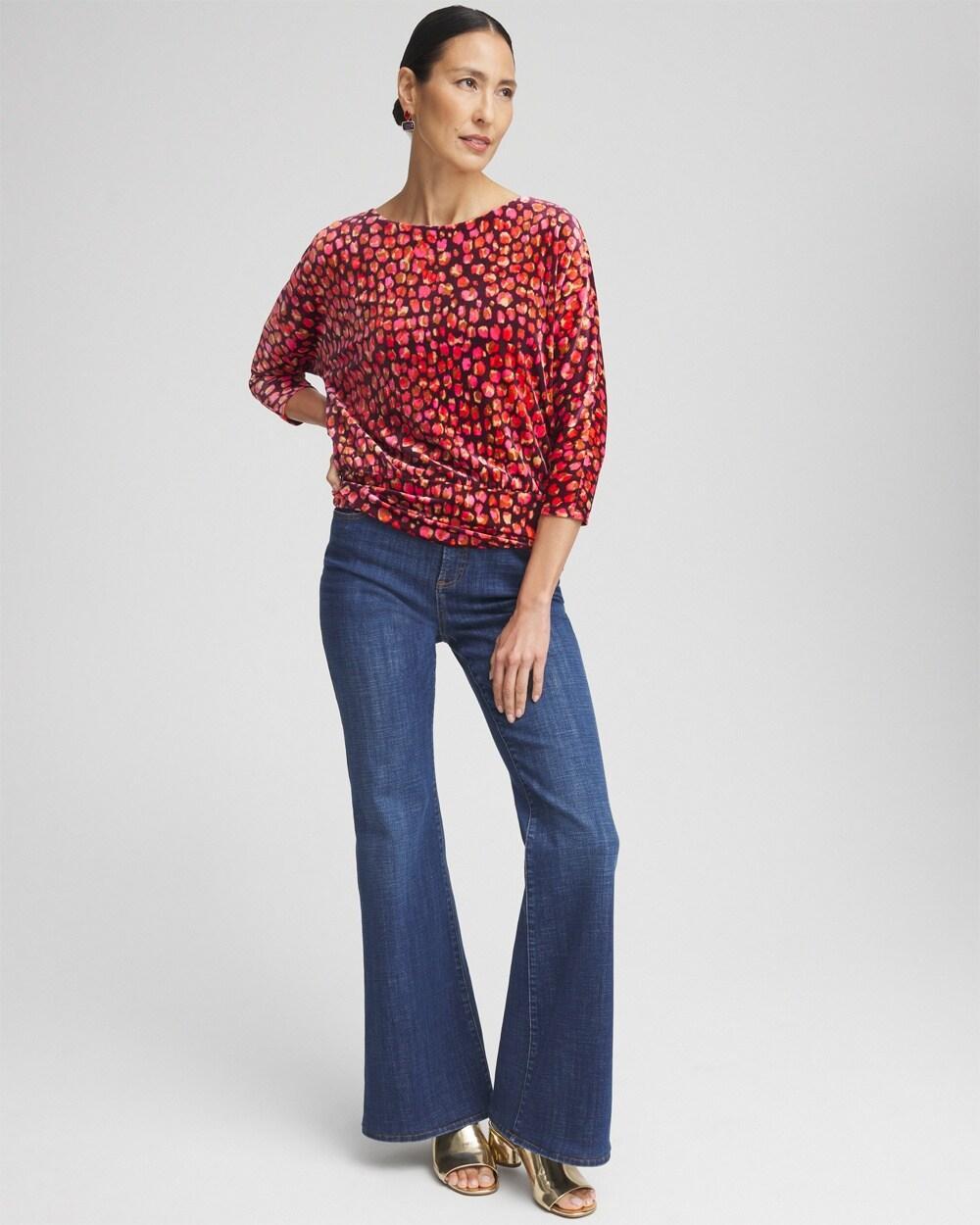 Velvet Banded Hem Print Top Product Image