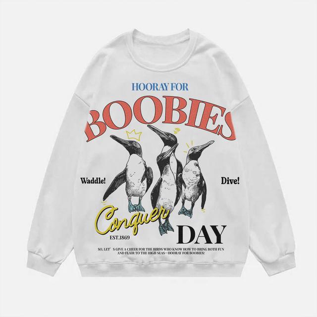 Sopula Hooray For Boobies Crew Neck Loose Sweatshirt Product Image