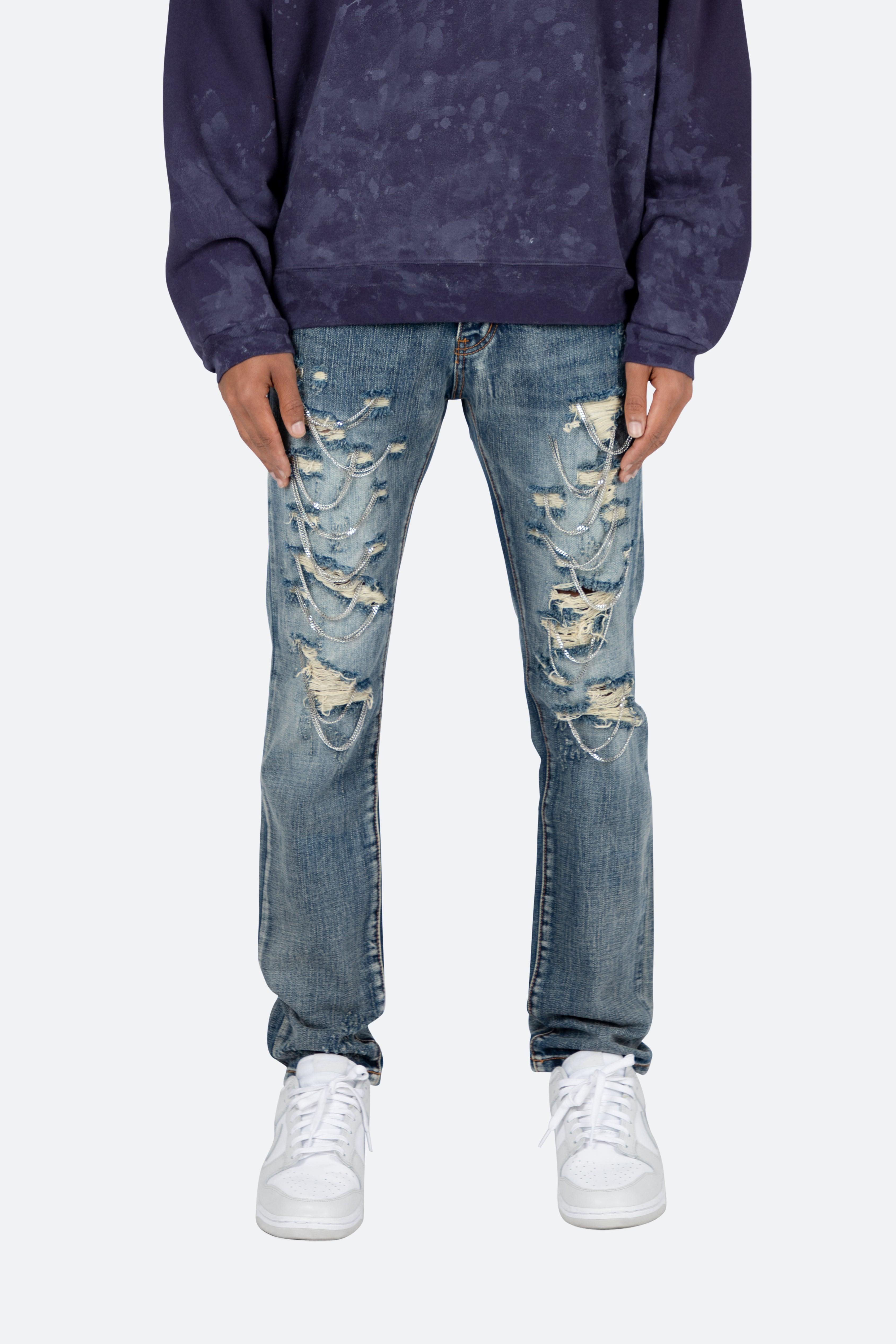 D436 Chain Straight Denim - Blue Product Image