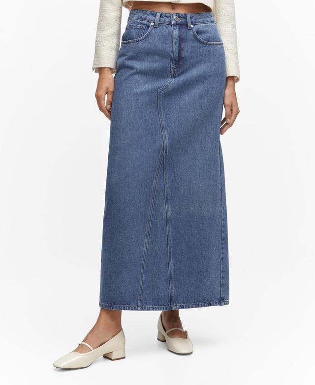 MANGO Raw Hem Denim Maxi Skirt Product Image