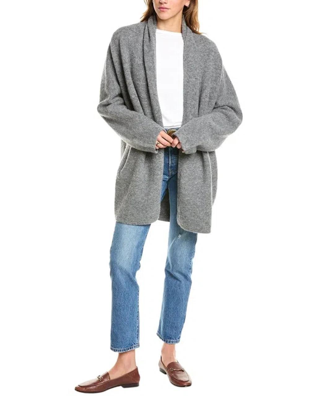 Oversized Wool & Alpaca-blend Cardigan In Grey Product Image