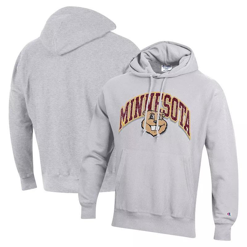 Mens Champion Gray Minnesota Golden Gophers Vault Late Night Reverse Weave Pullover Hoodie Product Image