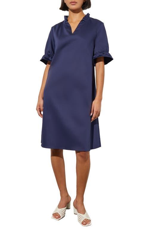 Ming Wang Ruffle Trim Cotton Poplin Shift Dress Product Image