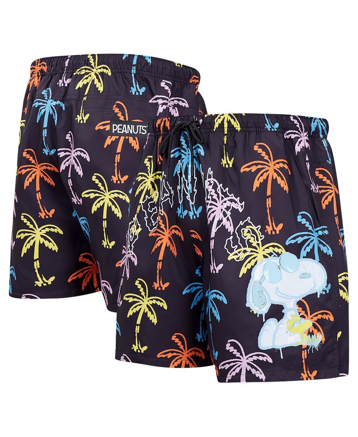 Freeze Max Mens Black Peanuts Snoopy Graffiti On Palm Trees Woven Shorts Product Image