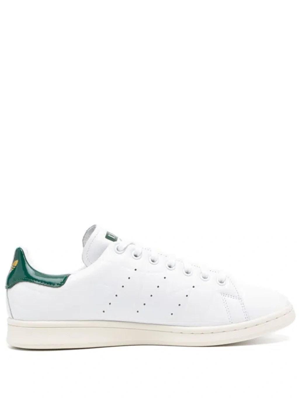 Stan Smith Leather Sneakers In White With Green Tab Product Image