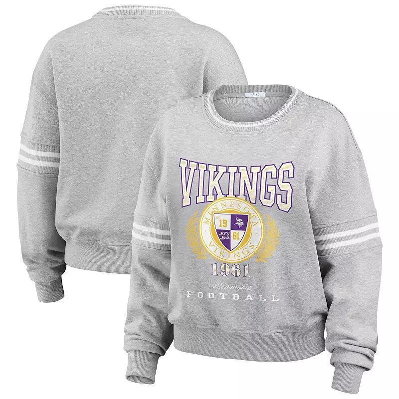 Womens WEAR by Erin Andrews Heather Gray Minnesota Vikings Pullover Sweatshirt product image