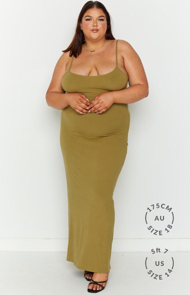 Melrose Khaki Maxi Dress Product Image