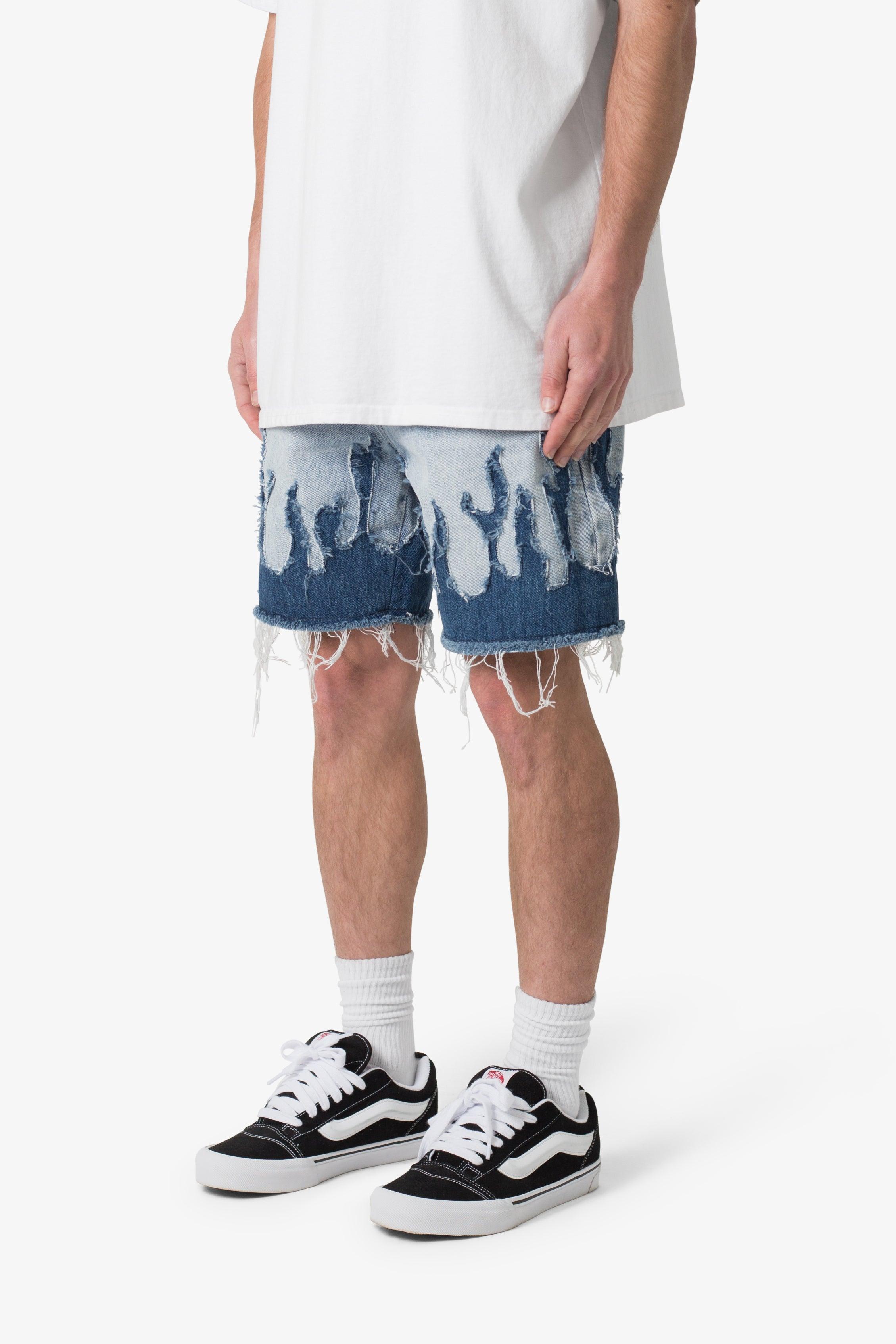 Flame Denim Shorts - Blue Product Image