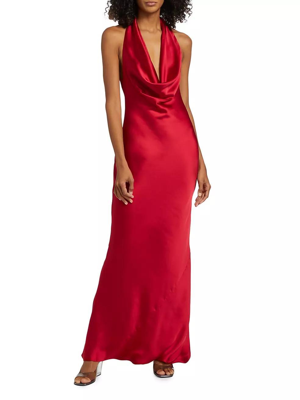 Cowl-Neck Satin Gown Product Image