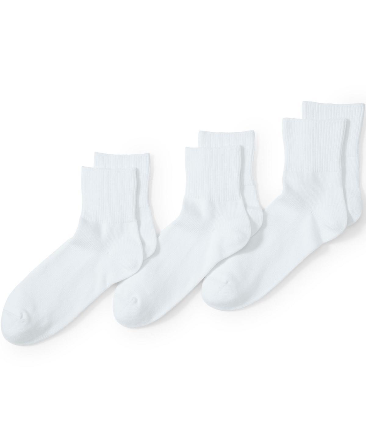 Mens Lands End 3-Pack Cotton Rib Quarter-Crew Socks Product Image