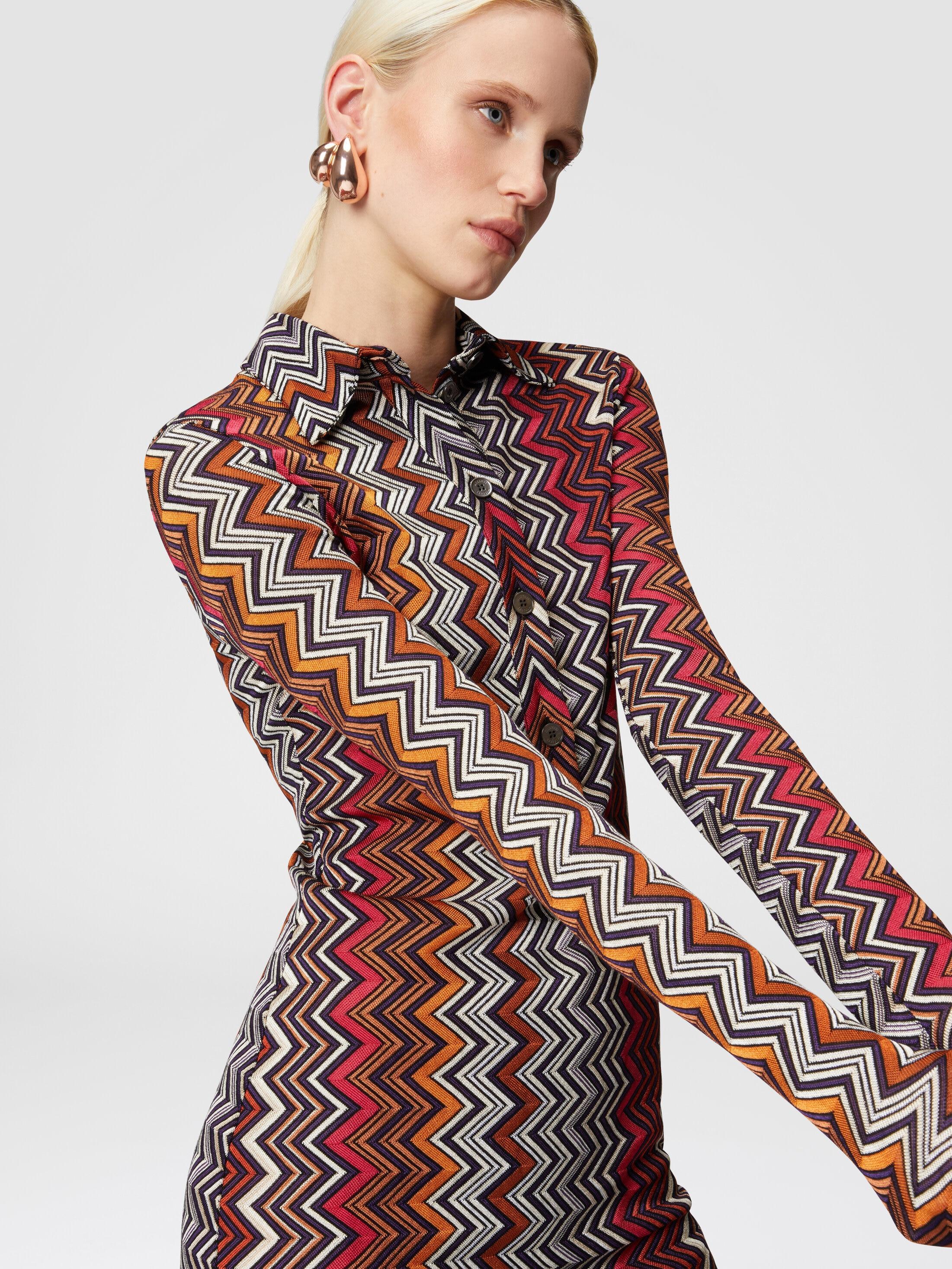 Polo cut dress in viscose and zigzag wool Product Image