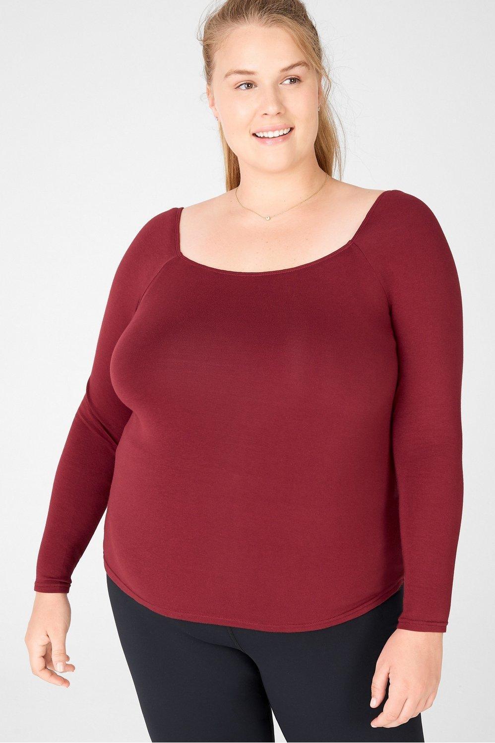 Fabletics Kinsley Long-Sleeve Top Womens red plus Size 3X Product Image