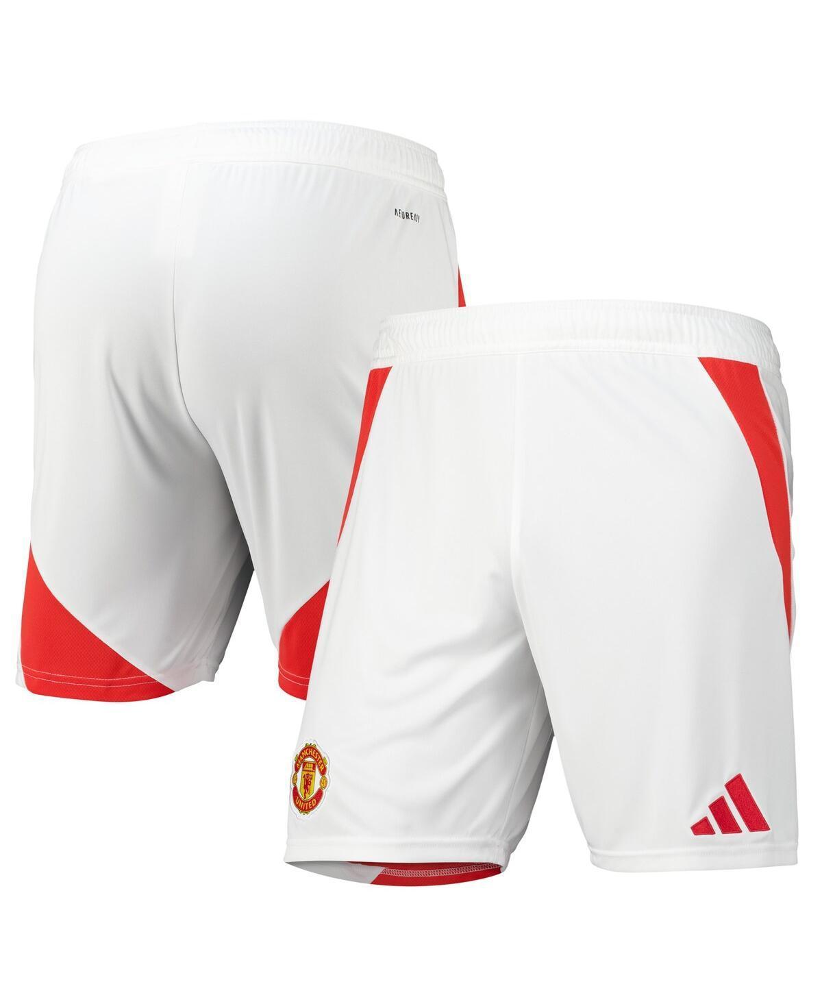 Adidas Mens White Manchester United 2024/25 Home Replica Aeroready Shorts Product Image