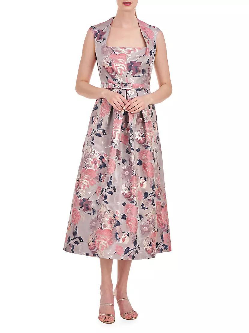 Lizbeth Floral Jacquard Midi-Dress Product Image