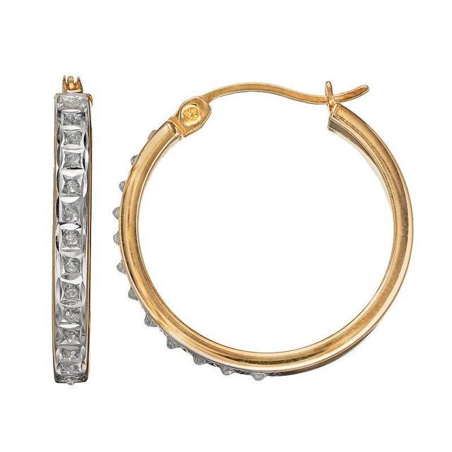 Diamond Mystique Sterling Silver Diamond Accent Hoop Earrings, Womens, 18k Gold Over Silver Product Image