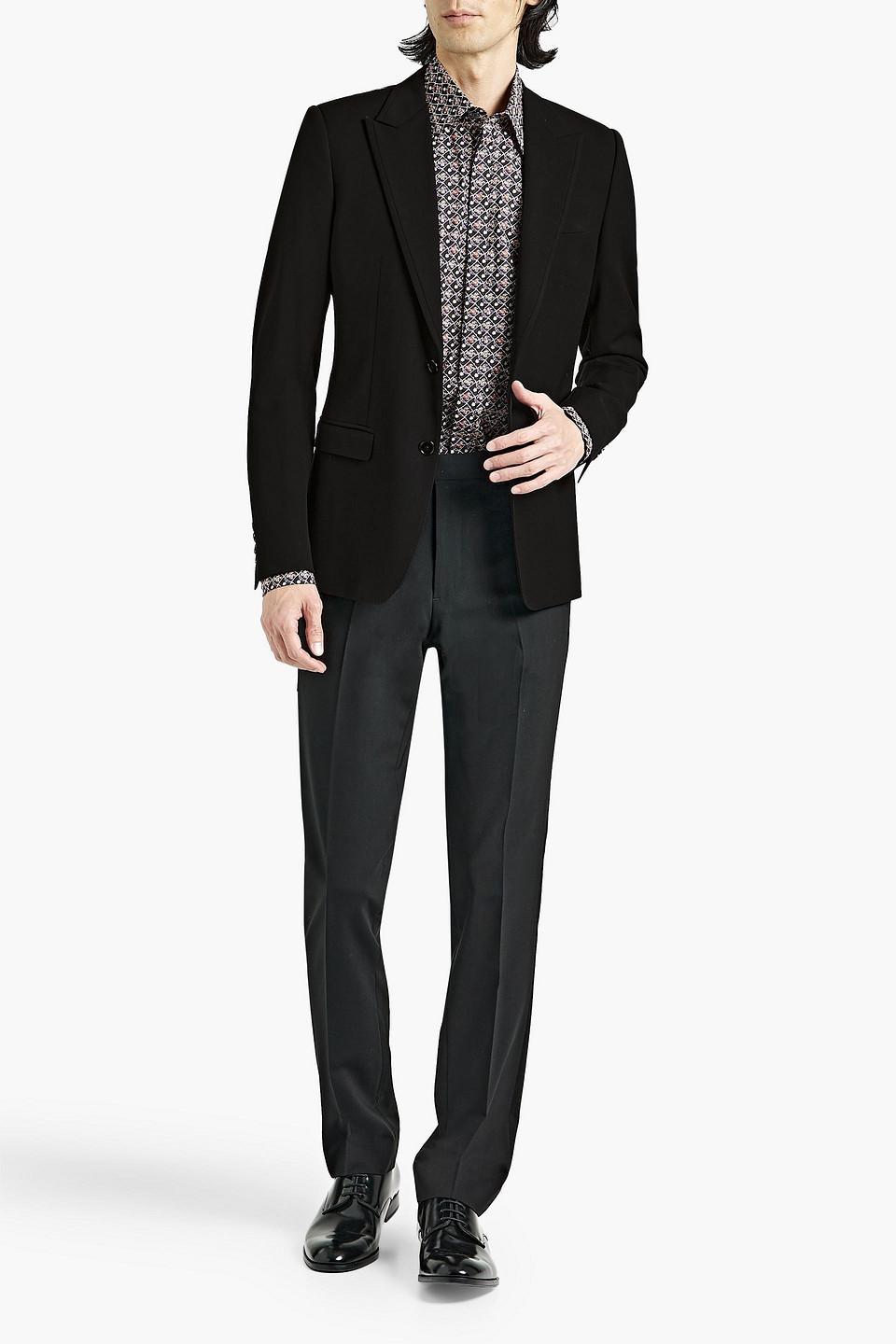 Slim-fit Wool-blend Blazer In Black Product Image