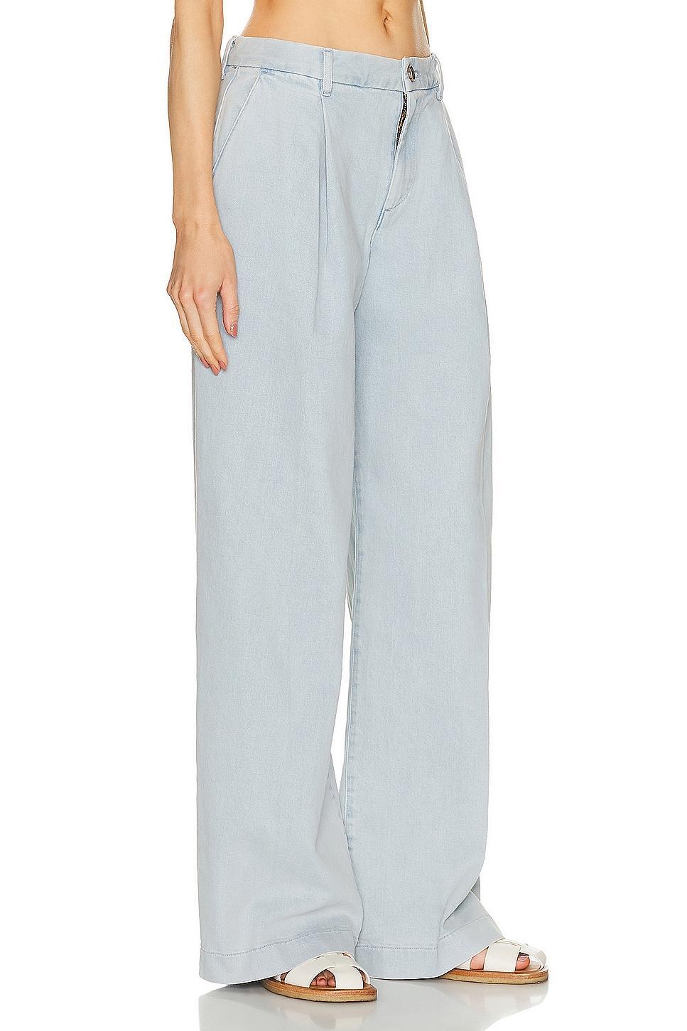 SPRWMN Pleated Denim Trouser in Bruni - Blue. Size 30 (also in 26). Product Image