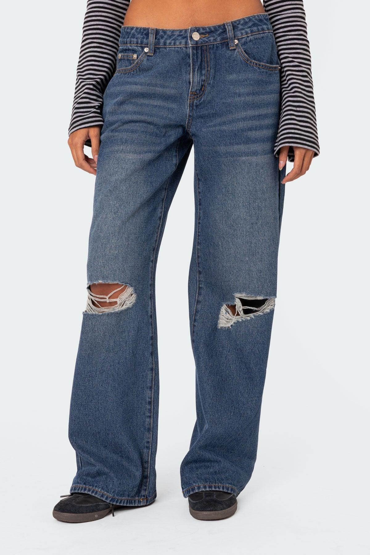 Debbie Distressed Low Rise Jeans Product Image