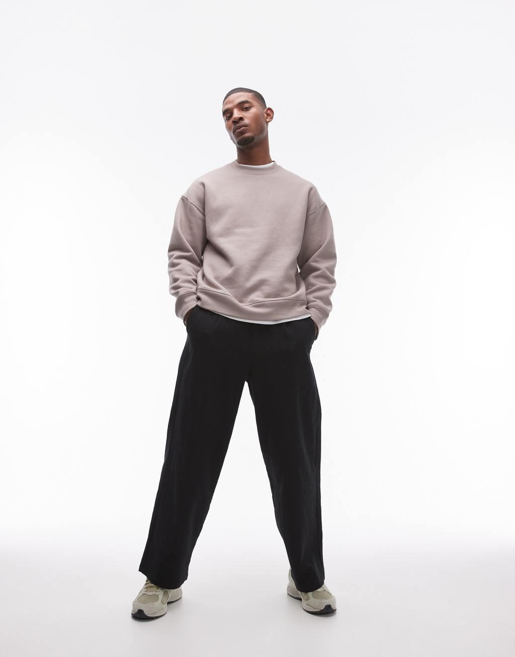 Topman oversized fit sweatshirt in stone Product Image