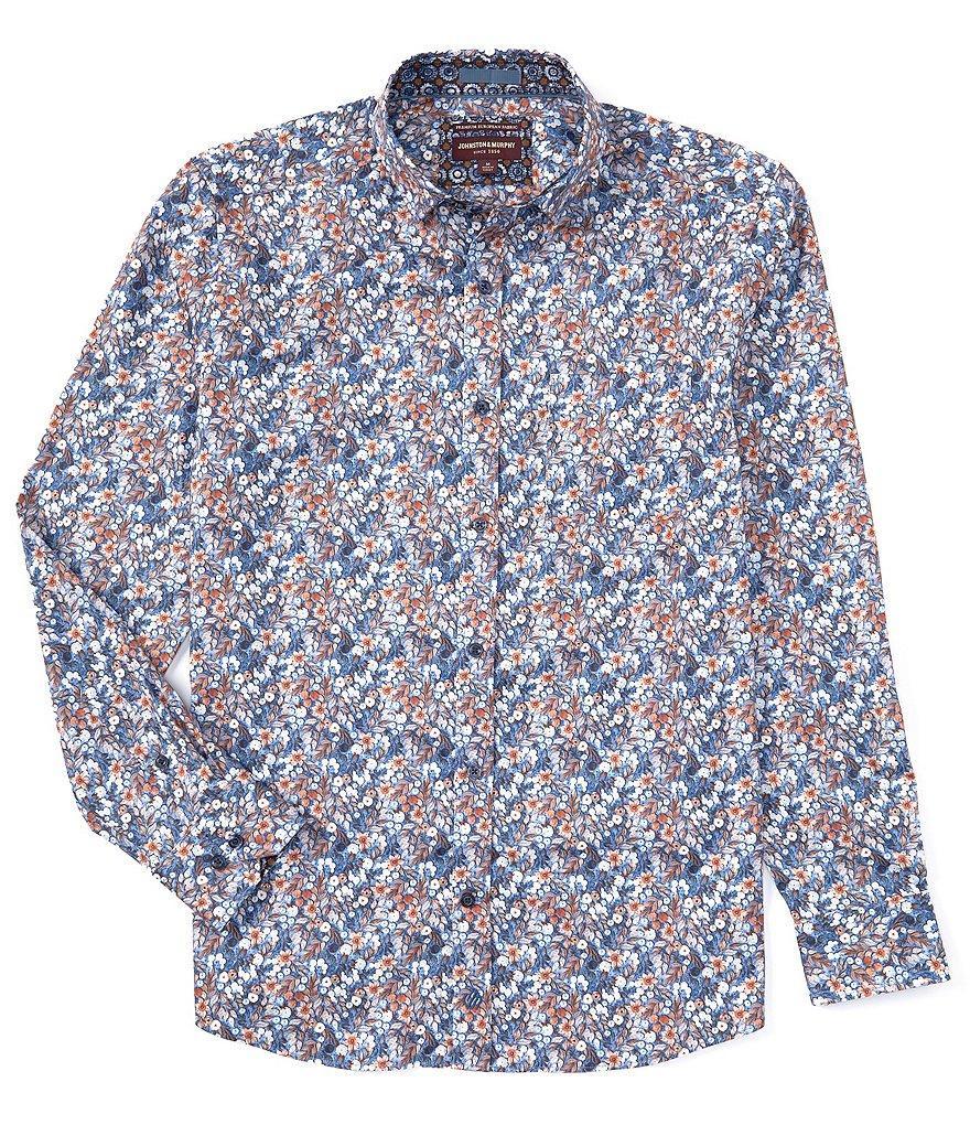 Johnston & Murphy Sateen Floral Print Long Sleeve Woven Shirt Product Image