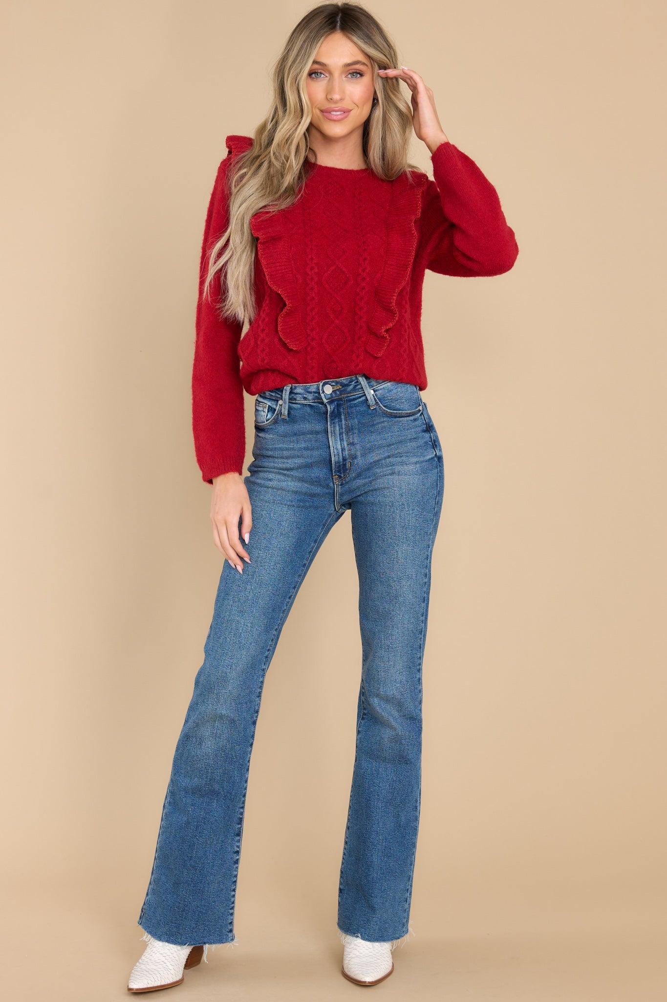 Fire Away Ruby Red Sweater Product Image