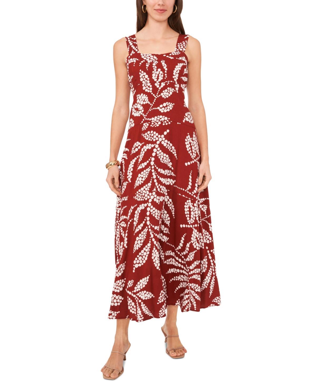 Printed Square-Neck Smocked-Back Maxi Dress Product Image