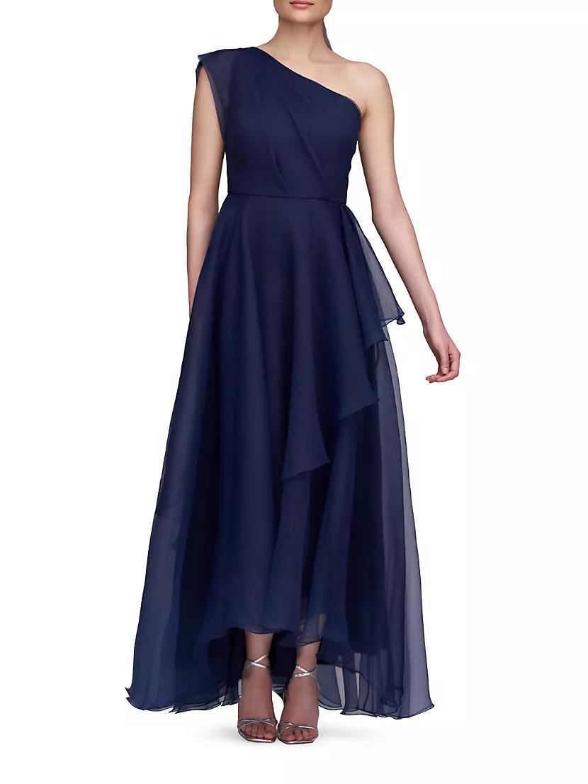 Savannah Pebbled Organza One-Shoulder Gown Product Image