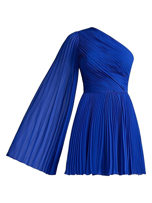 Womens Asymmetric Pleated Chiffon Minidress Product Image