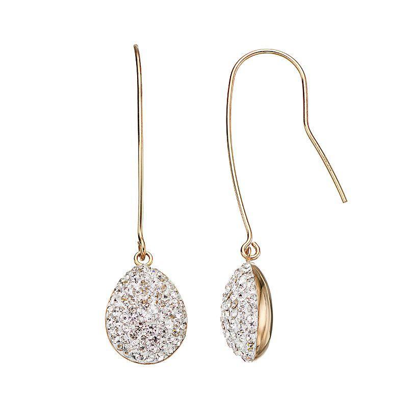 Crystal 14k Gold Over Silver Teardrop Earrings, Womens, White Product Image