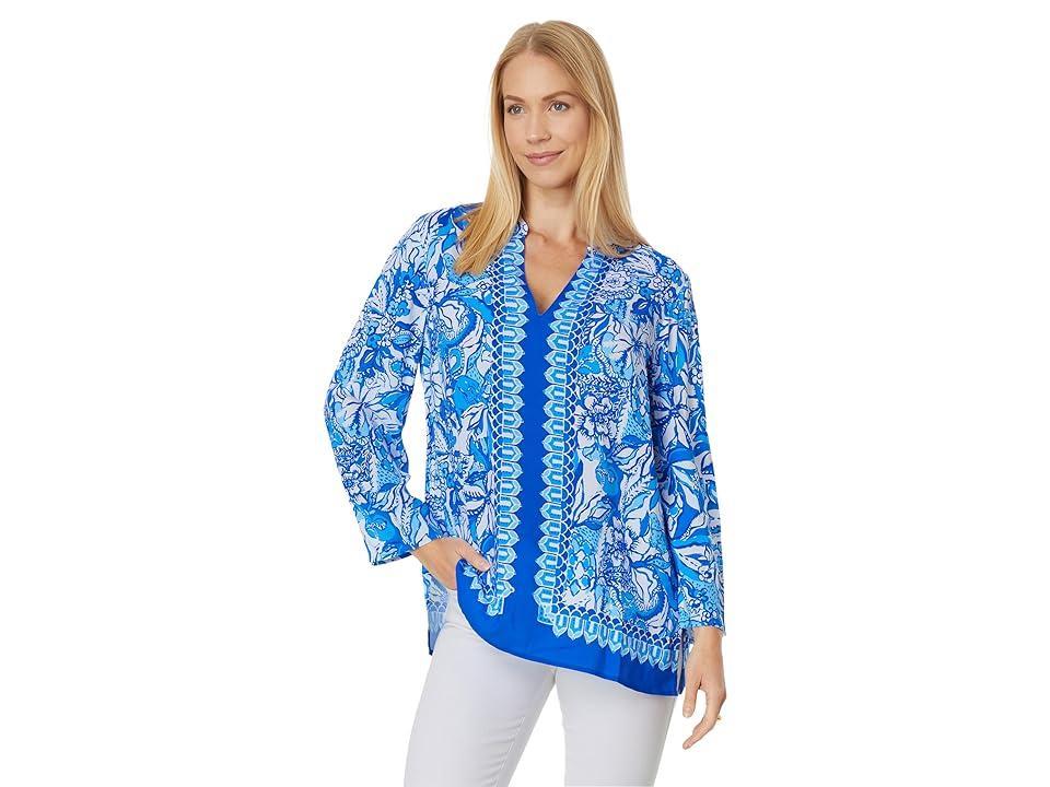 Lilly Pulitzer Luna Bay Tunic Tang Flocking Fabulous Engineered Tunic) Women's Clothing Product Image