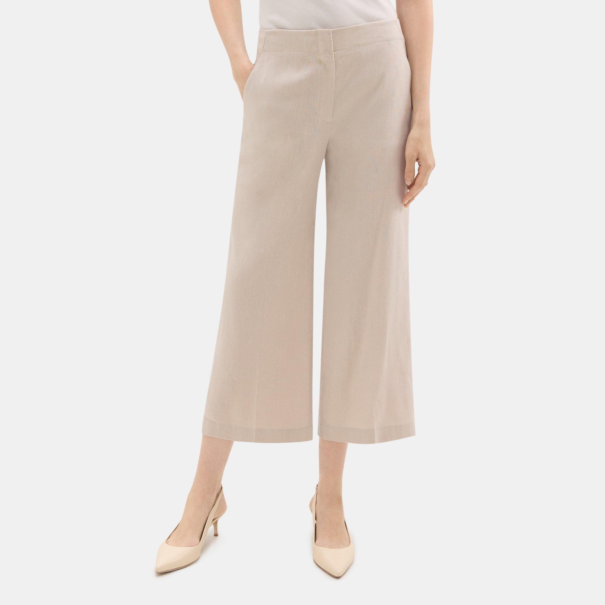 Stretch Linen-Blend Wide-Leg Pant | Theory Outlet Product Image