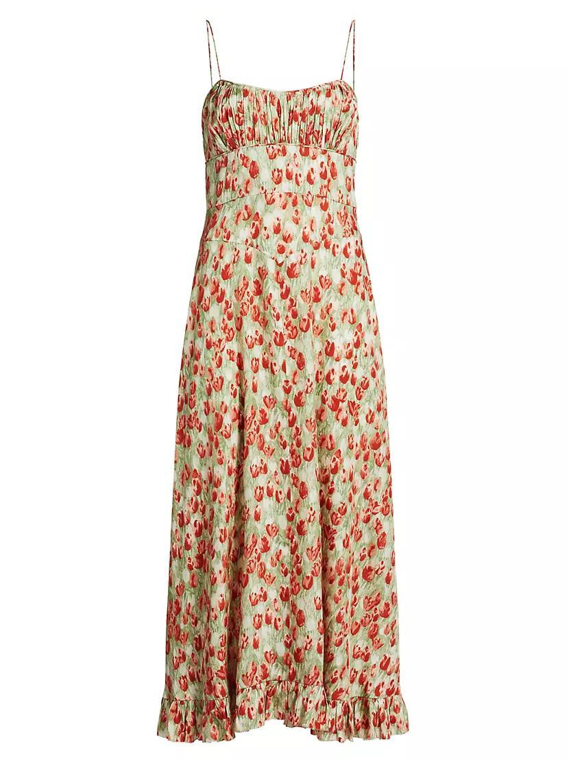 Rosaria Floral Silk-Blend Midi-Dress Product Image