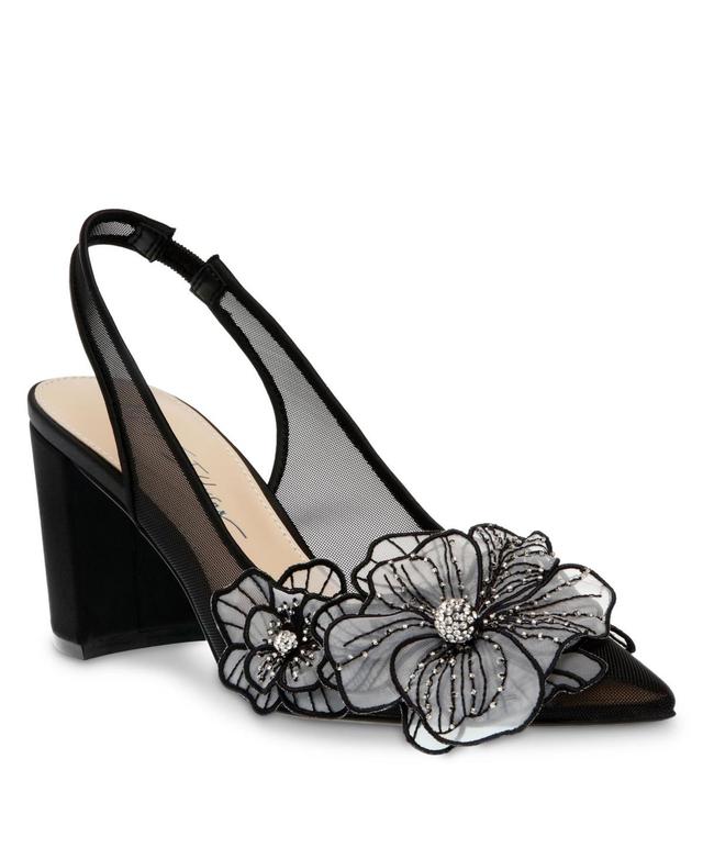 Betsey Johnson Womens Petra Flower Applique Slingback Evening Pumps Product Image