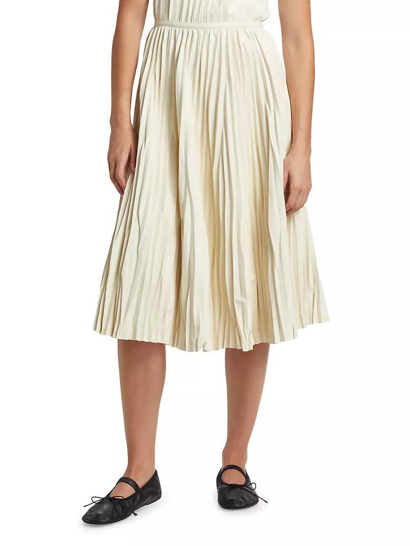 Rosalyn Pleated Faux-Leather Midi-Skirt Product Image