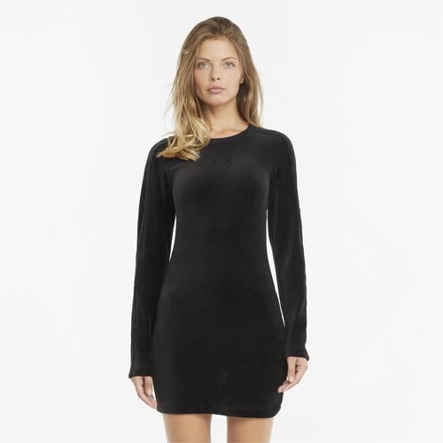 PUMA Womens Velour T7 Fitted Dress - Black/Black Product Image