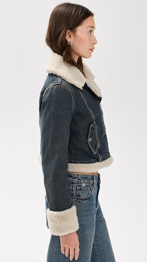 ABRAND Sherpa Quinn Nightlife Denim Jacket | Shopbop Product Image