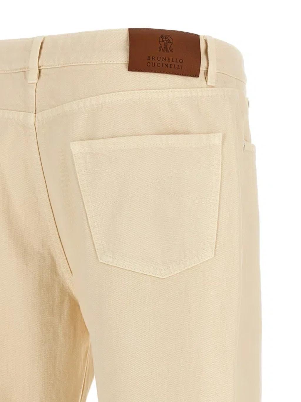 Logo Patch Straight Leg Jeans In White Product Image