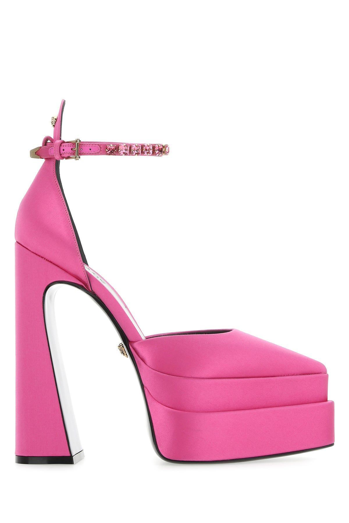 160mm Embellished Satin Platform Pumps In Pink Product Image