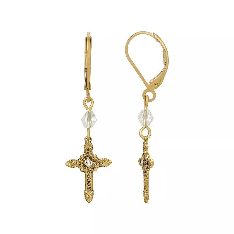 Symbols of Faith Crystal Cross Lantern Bead Drop Earrings, Womens, White Product Image