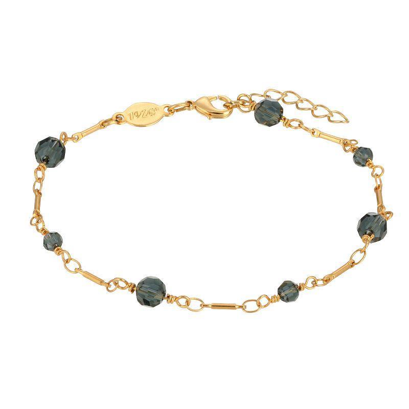 Womens Gold-Tone Blue Beaded Chain Anklet Product Image