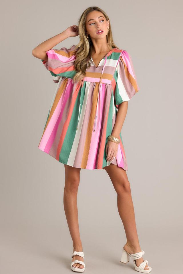 Riviera Retreat Green Multi Stripe Mini Dress Product Image